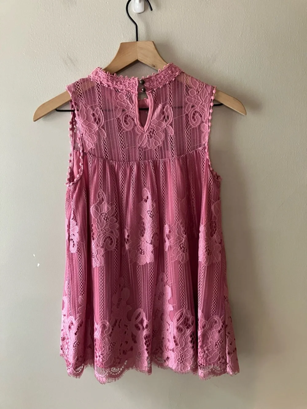 XHILARATION Pink High Neck Lace Tunic
